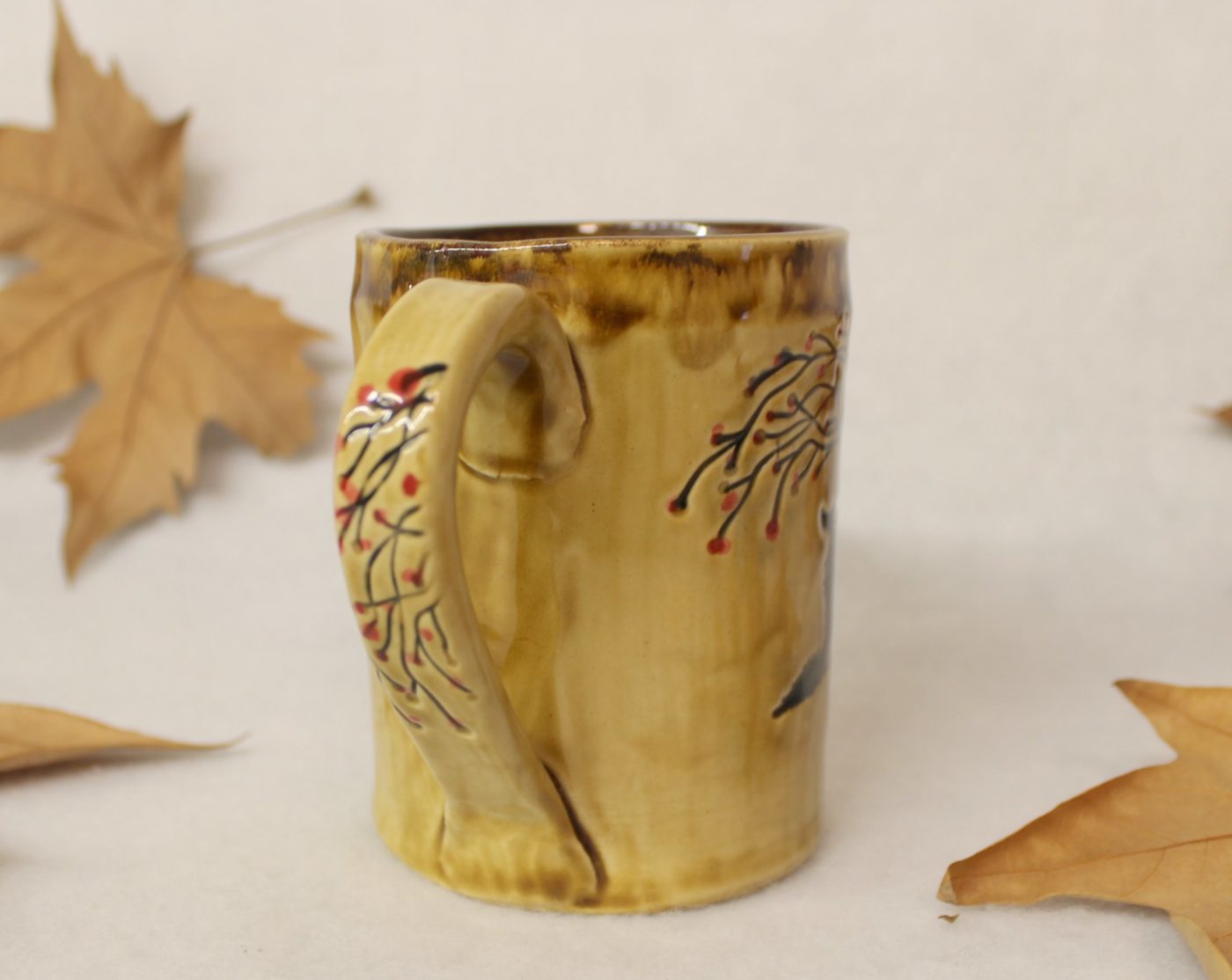 Tiny Wolf Under the Berry Bush Ceramic Mug - Image 4