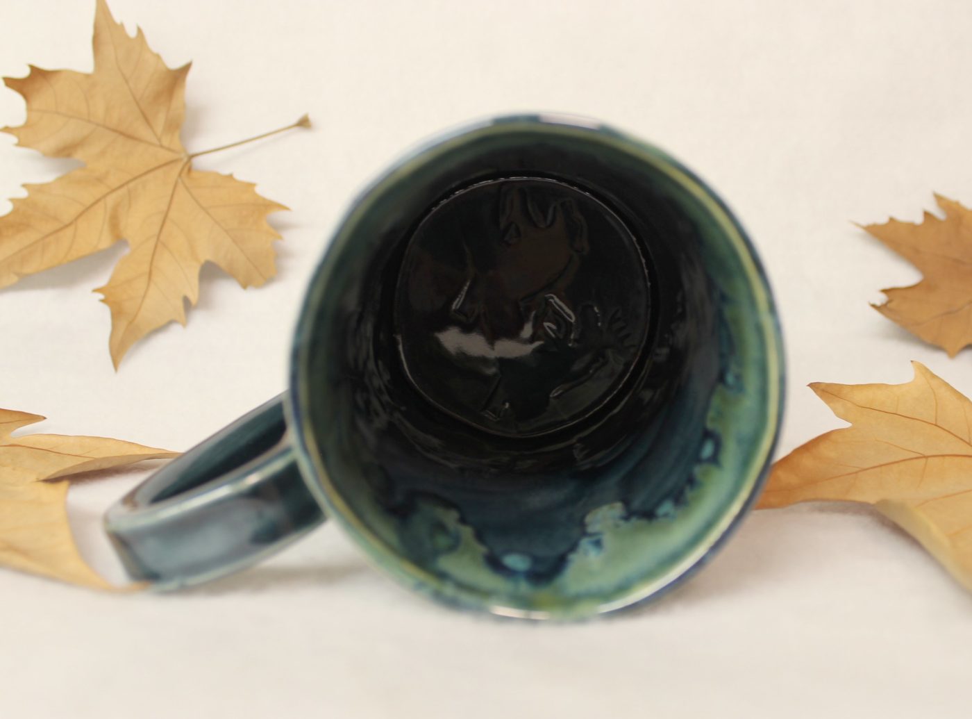 Bear and Moose in a Blue Canoe on a Mountain River Ceramic Mug - Image 3