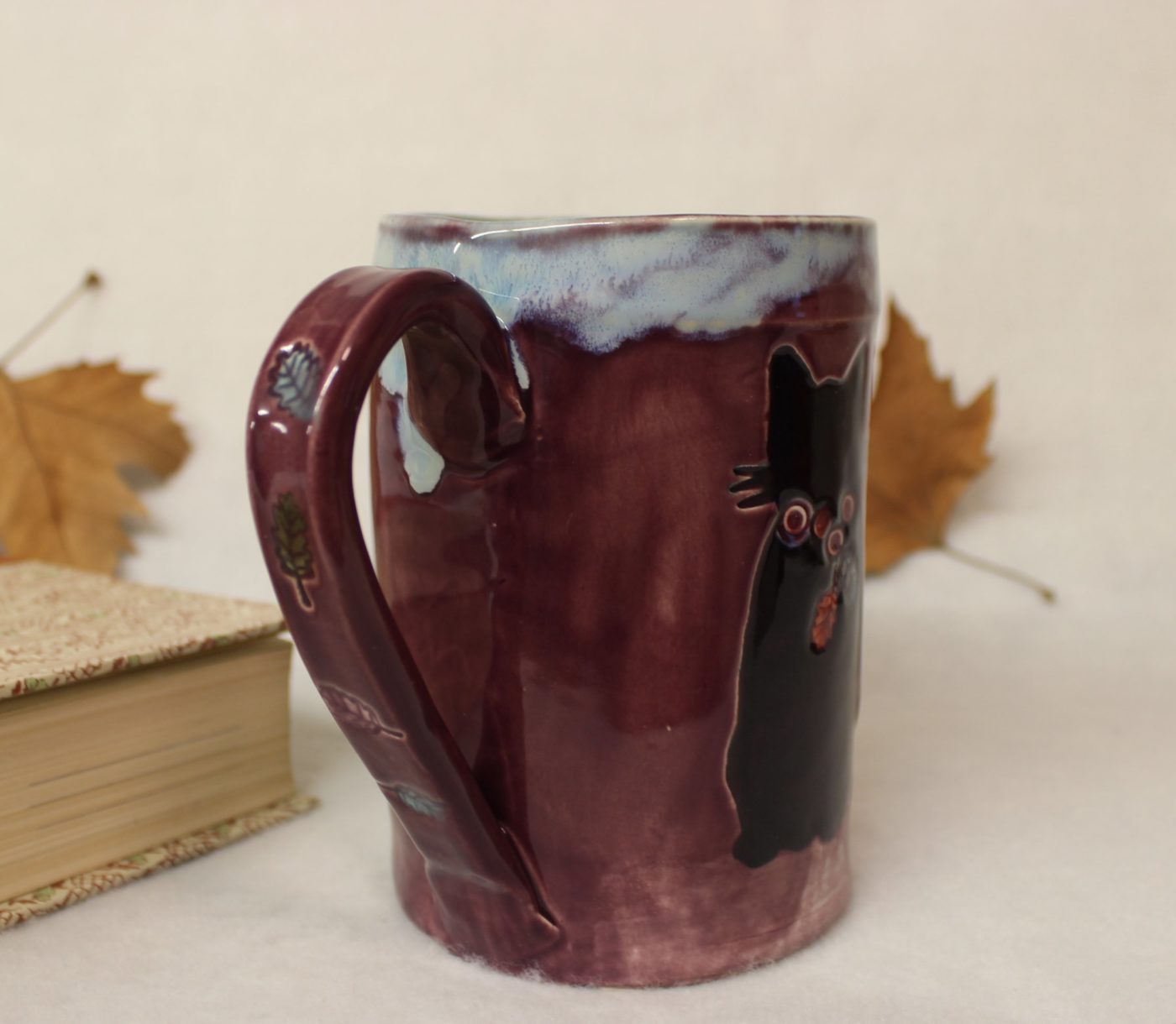 Purple Fancy Cat Extra Large Ceramic Coffee Mug - Image 3