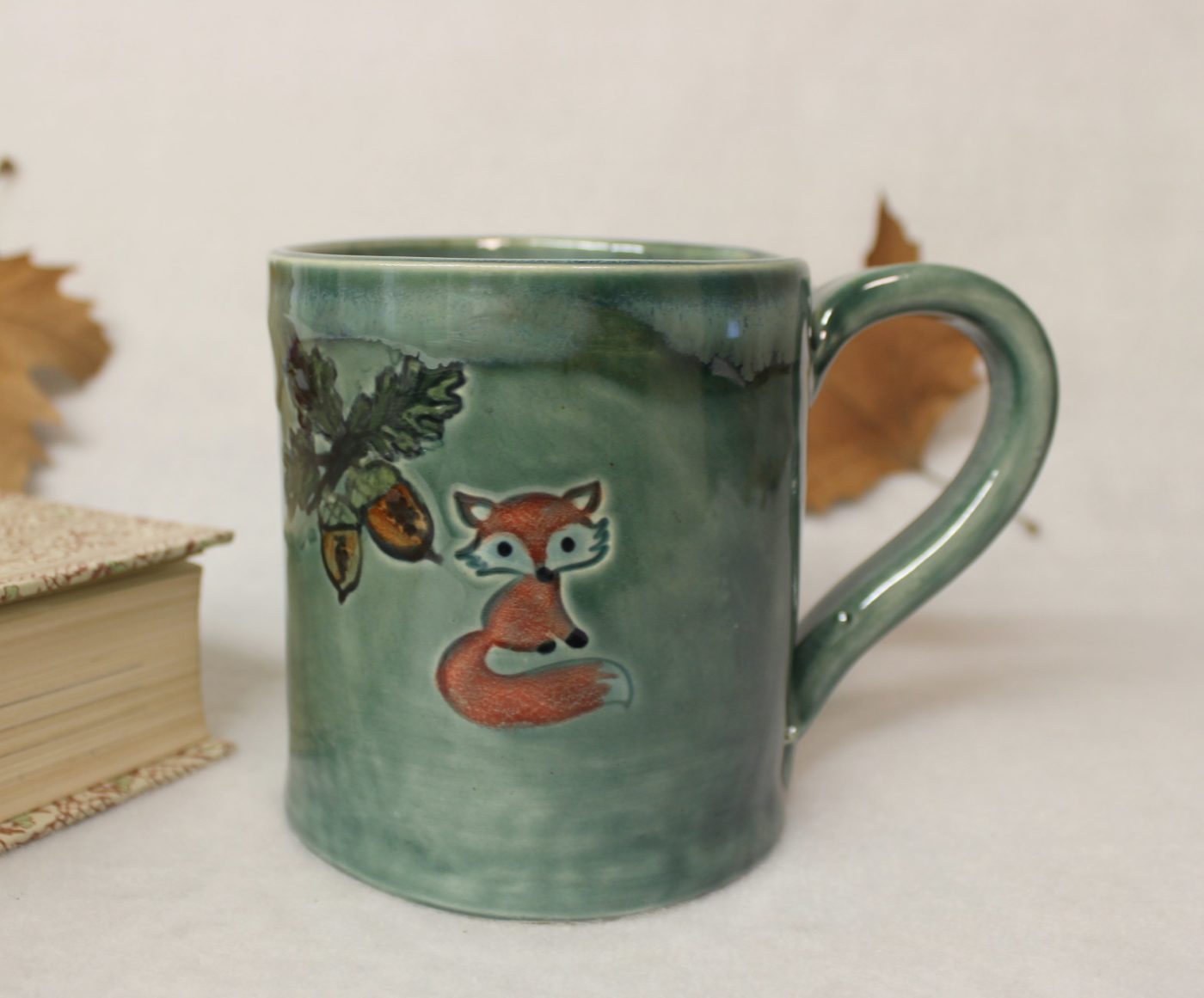 Tiny Fox with Acorns Large Ceramic Coffee Mug