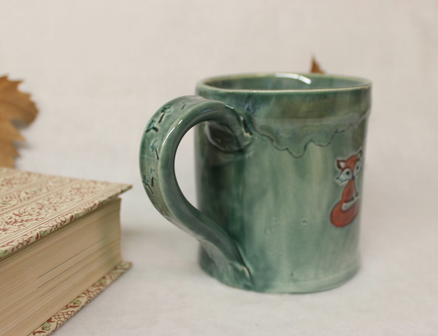 Tiny Fox with Acorns Large Ceramic Coffee Mug - Image 4