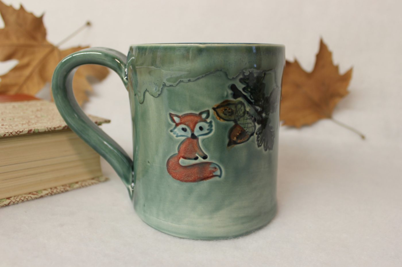 Tiny Fox with Acorns Large Ceramic Coffee Mug - Image 2