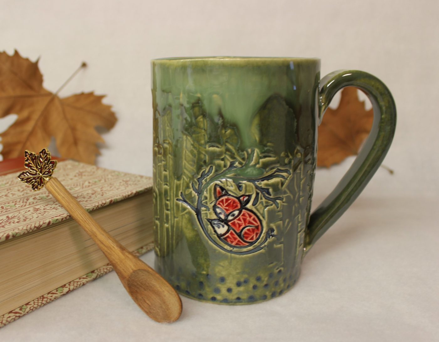 Safe Shelter Red Fox in the Aspens Ceramic Coffee Mug - Image 2