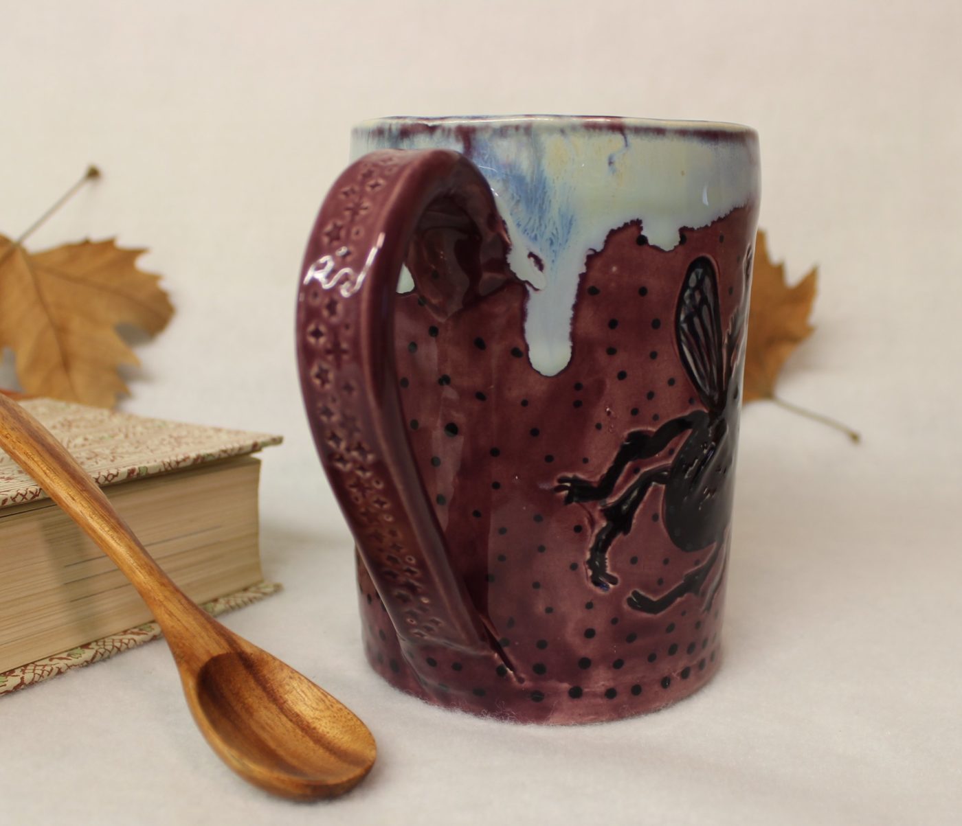 Flying Magical Beetle with Goddess Moon Ceramic Coffee Mug - Image 4