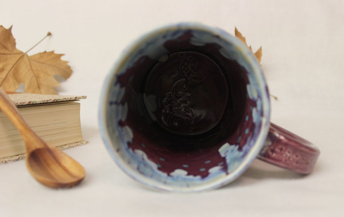 Flying Magical Beetle with Goddess Moon Ceramic Coffee Mug - Image 3