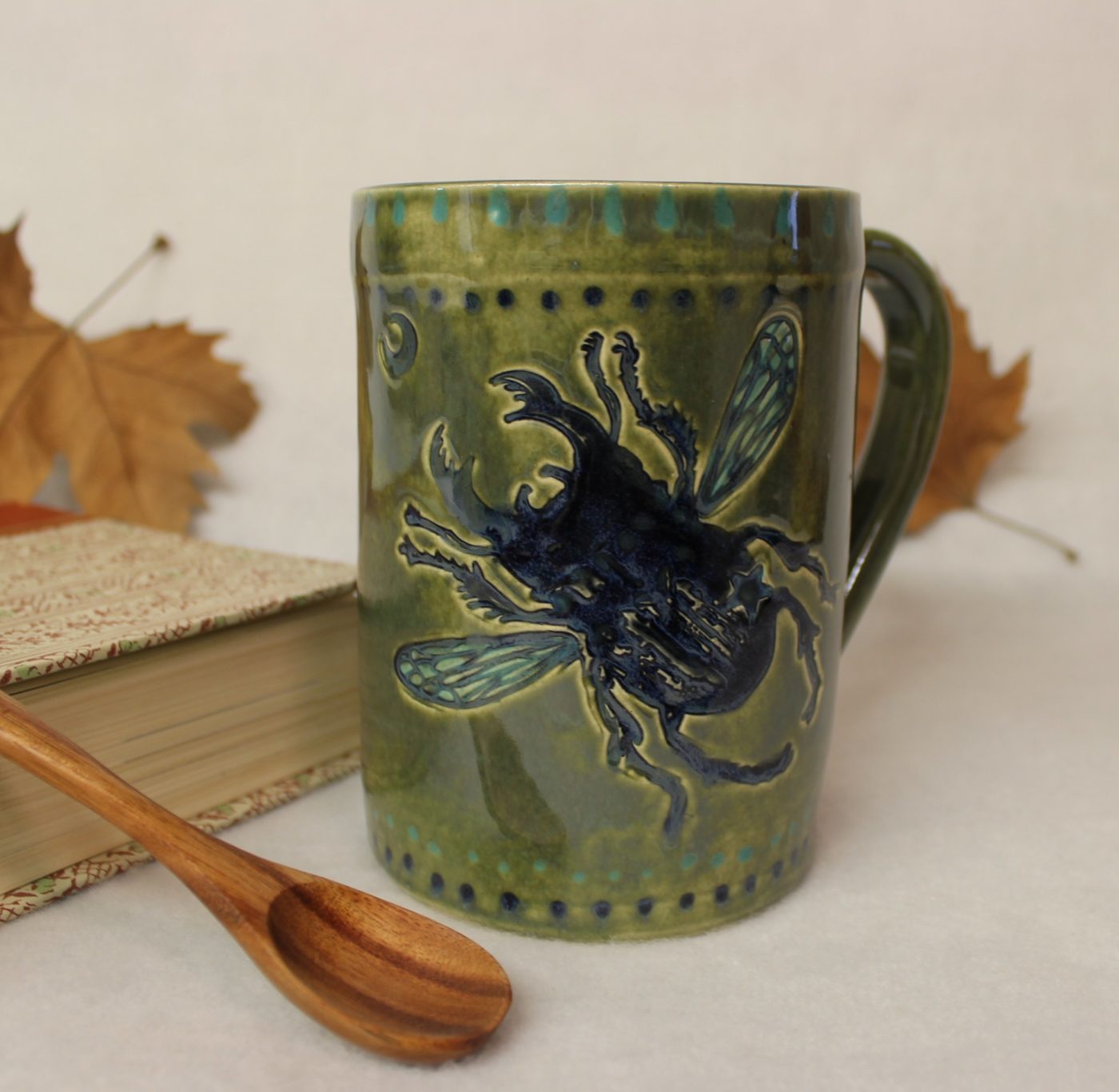 Powerful Winged Moon Beetle Extra Large Ceramic Coffee Mug