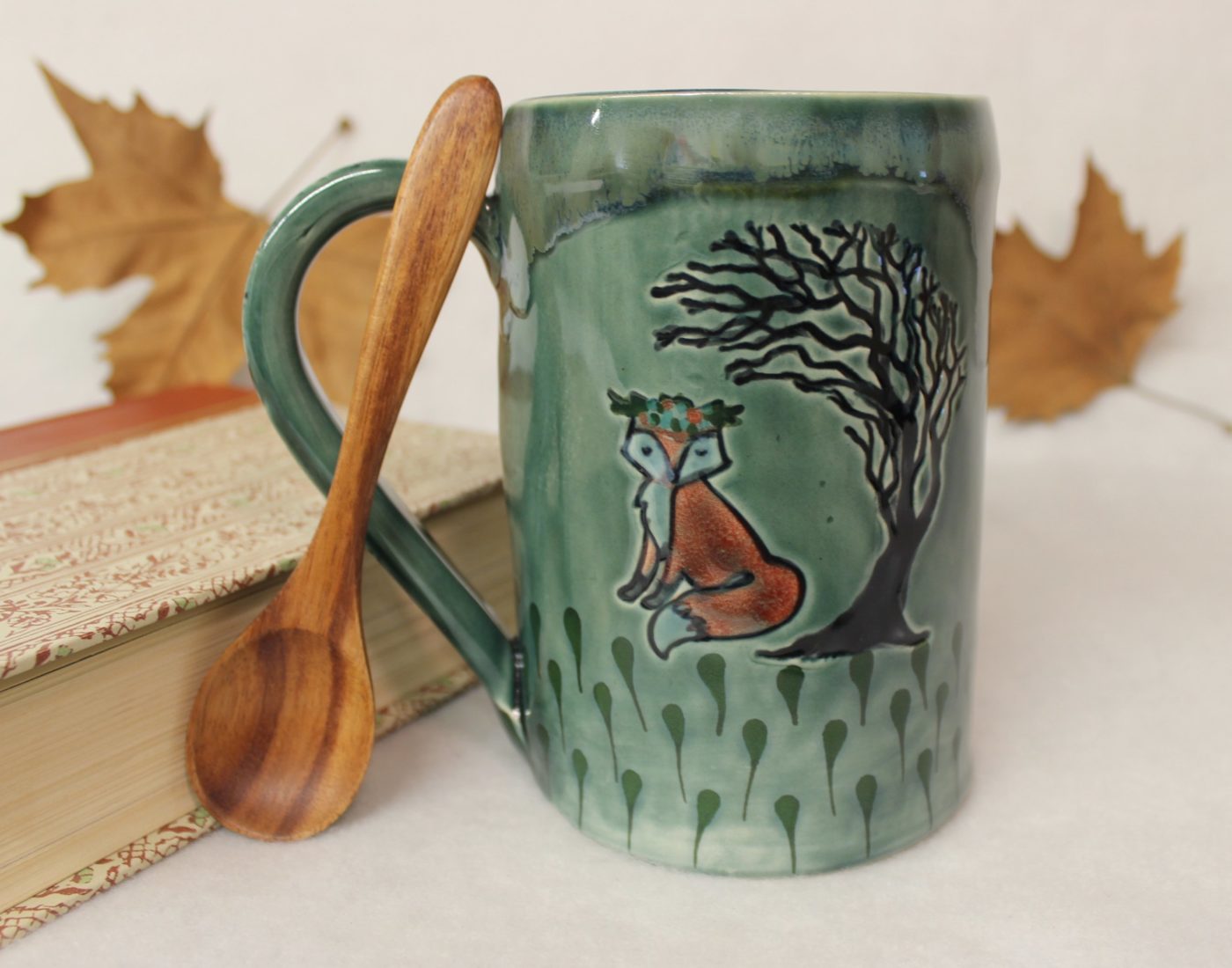 Fox Queen Waits in the Wind Ceramic Coffee Mug - Image 2